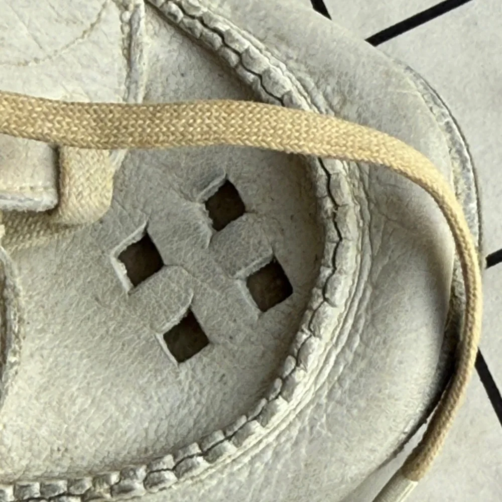 Vintage Ideal Baby Shoes White Leather Lace Up Christening Prewalker 1950s